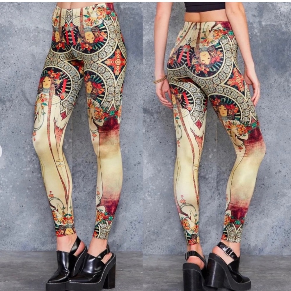 Blackmilk /Small /La Trappistine Leggings Mucha-art Nouveau. Limited edition.